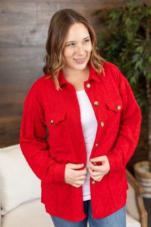 Michelle Mae Cable Knit Jacket - Red