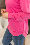 Michelle Mae Vintage Wash Pullover - Hot Pink