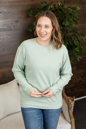Michelle Mae Corrine Ribbed Pullover Top - Sage FINAL SALE