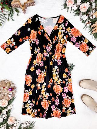 Taylor Dress - Black Fall Floral Mix FINAL SALE