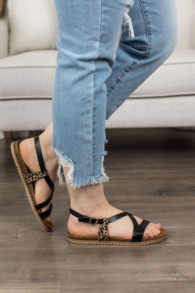 Blowfish Mercury Sandal- Sand Pixie Leopard/Black Dyecut- FINAL SALE