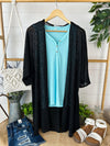 Michelle Mae Cover Up Kimono - Black Stripes