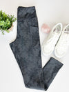 Michelle Mae Athleisure Leggings - Charcoal and Black Floral
