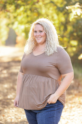 Sarah Ruffle Short Sleeve - Mocha FINAL SALE