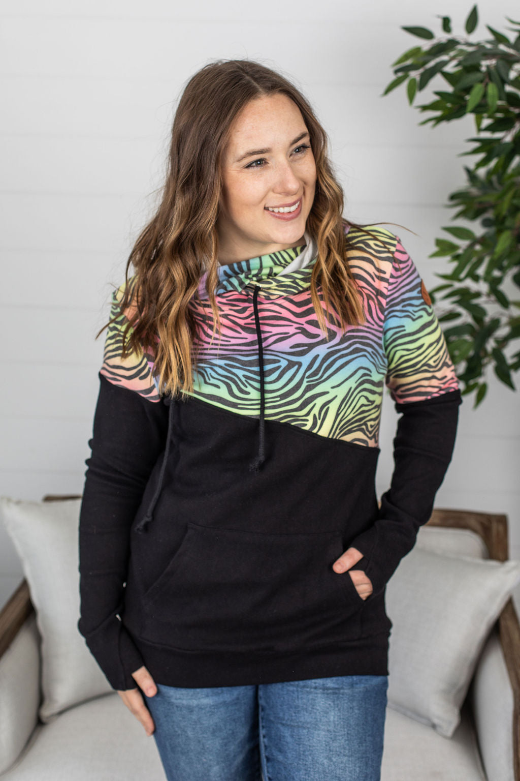 Michelle Mae Ashley Hoodie - Rainbow Zebra