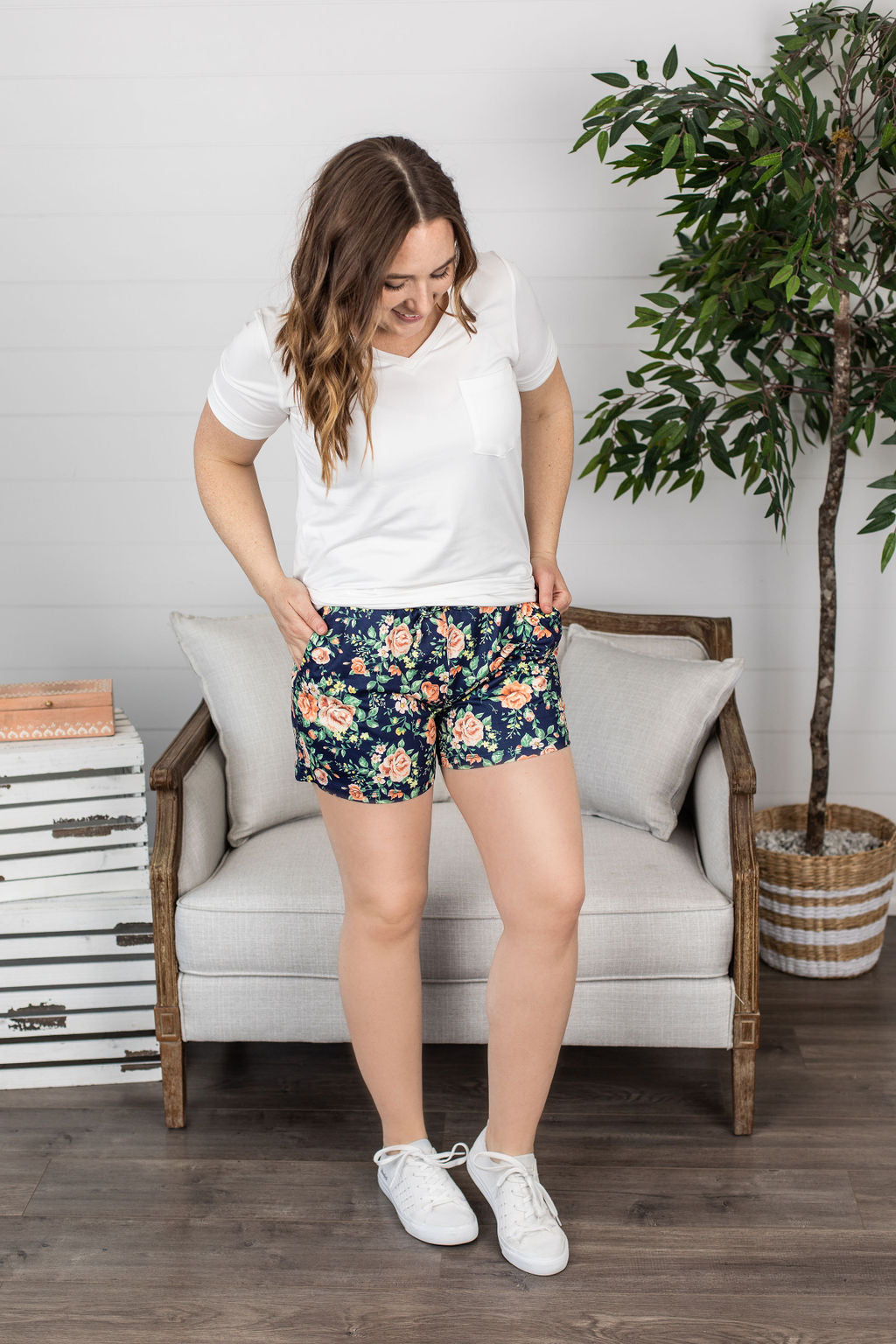 Michelle Mae Jamie Shorts - Navy Floral