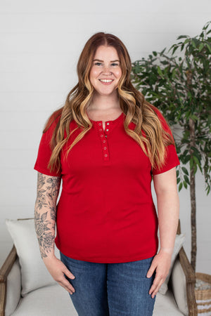Michelle Mae Brinley Button Top - Red FINAL SALE