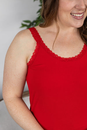 Michelle Mae Lexi Lace Tank - Red FINAL SALE