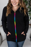 Michelle Mae FullZip Hoodie - Black Rainbow Zipper