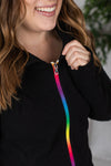 Michelle Mae FullZip Hoodie - Black Rainbow Zipper