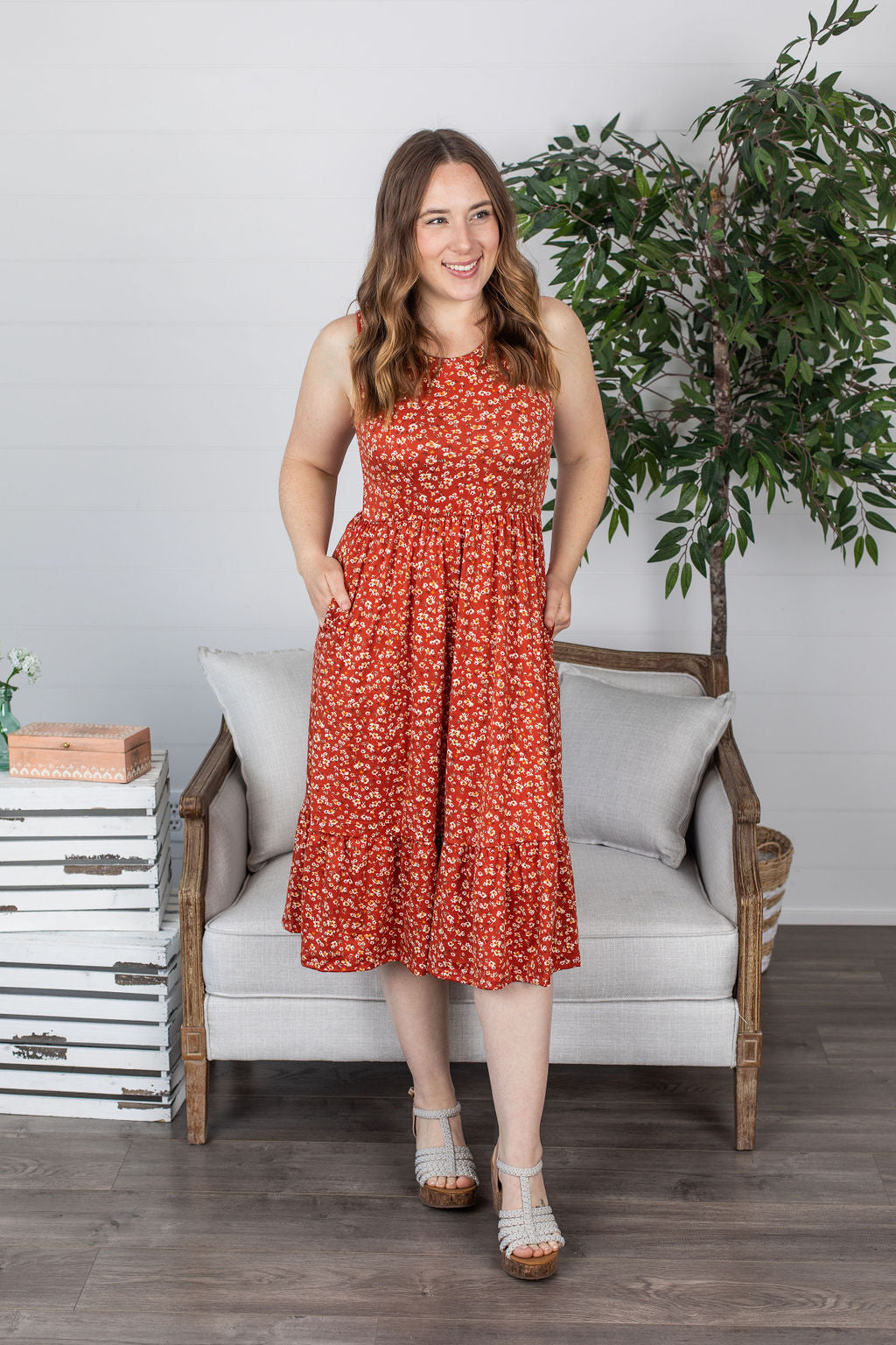 Michelle Mae Bailey Dress - Rust Floral