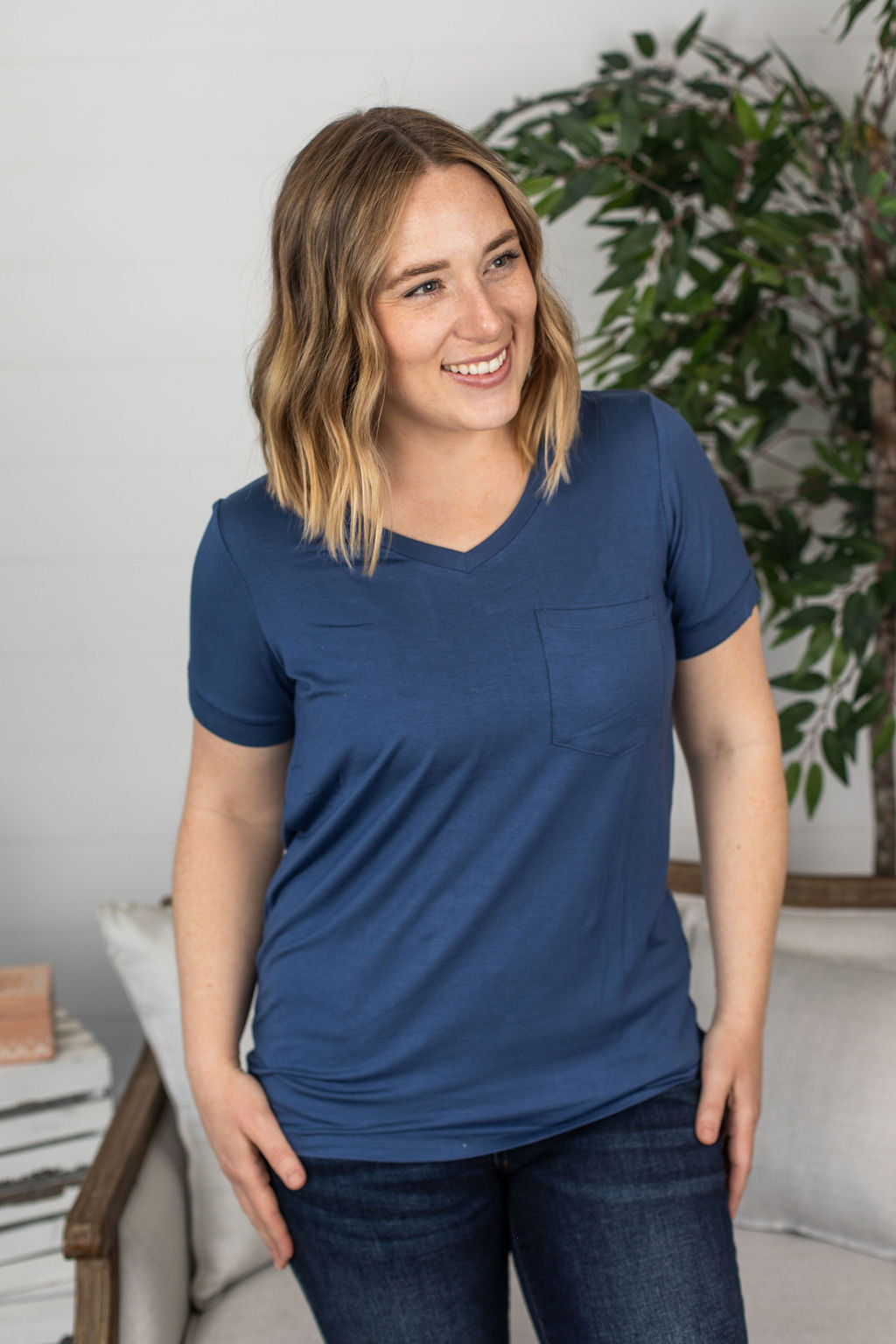 Michelle Mae  Sophie Pocket Tee - Blue