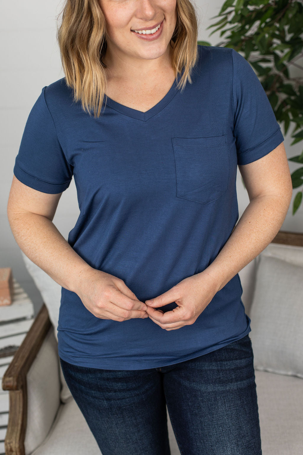 Michelle Mae  Sophie Pocket Tee - Blue