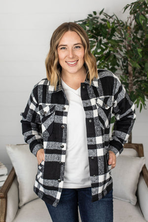 Michelle Mae Norah Plaid Shacket - Classic Black and White