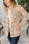 Michelle Mae Norah Plaid Shacket - Light Tan