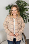 Michelle Mae Norah Plaid Shacket - Light Tan