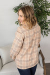 Michelle Mae Norah Plaid Shacket - Light Tan
