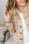 Michelle Mae Norah Plaid Shacket - Light Tan
