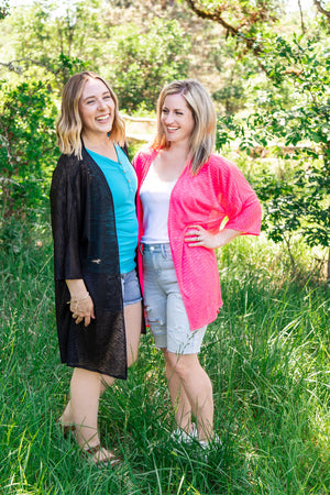 Michelle Mae Cover Up Kimono - Black Stripes