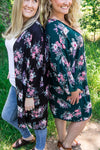 Michelle Mae Black and Pink Floral Kimono