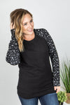 Michelle Mae Accent Sleeve Pullover - Black Star FINAL SALE