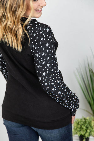 Michelle Mae Accent Sleeve Pullover - Black Star FINAL SALE