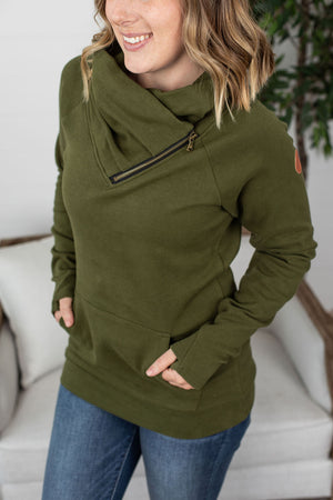 Michelle Mae Classic ZipCowl Sweatshirt - Olive