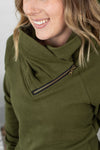 Michelle Mae Classic ZipCowl Sweatshirt - Olive