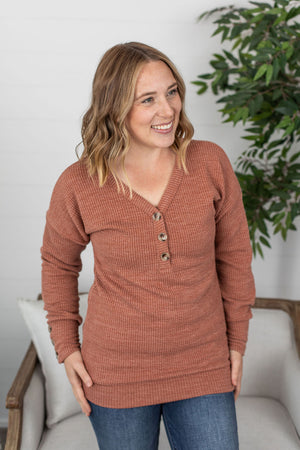 Michelle Mae Brittney Button Sweater - Terra Cotta