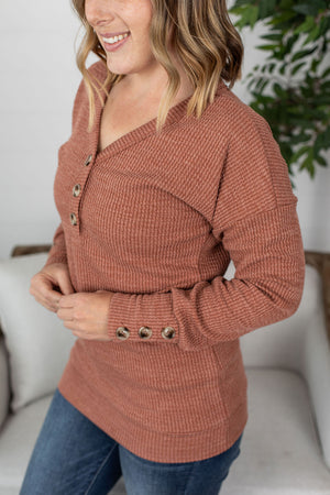Michelle Mae Brittney Button Sweater - Terra Cotta
