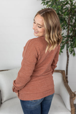 Michelle Mae Brittney Button Sweater - Terra Cotta