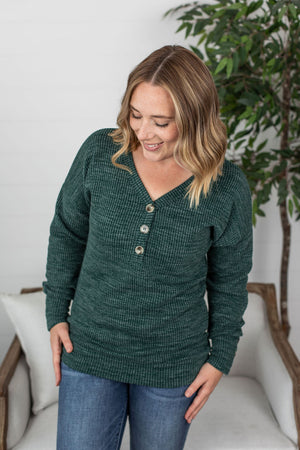 Michelle Mae Brittney Button Sweater - Evergreen