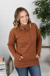 Michelle Mae Geometric Button Snap Pullover - Rust