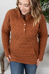 Michelle Mae Geometric Button Snap Pullover - Rust