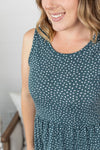 Michelle Mae Ruffle Tank - Dusty Teal Dash