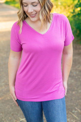 Chloe Cozy Tee - Magenta | Women's V-Neck Top