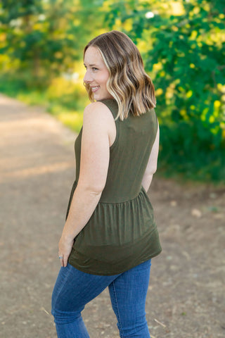 Renee Ruffle Tank - Olive FINAL SALE