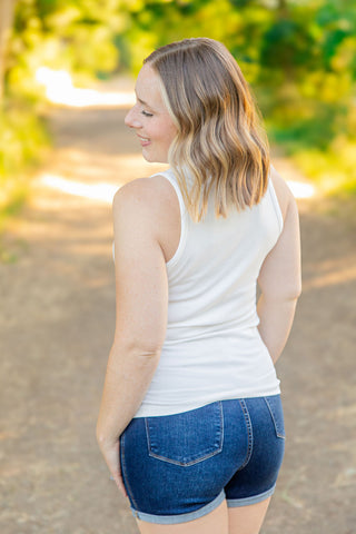 Tara Ribbed Tank - White