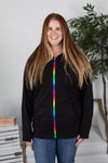 Michelle Mae FullZip Hoodie - Black Rainbow Zipper