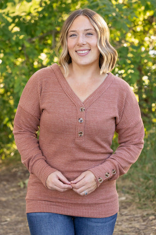 Brittney Button Sweater - Terra Cotta FINAL SALE