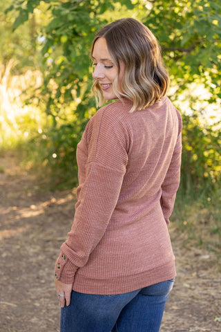 Brittney Button Sweater - Terra Cotta FINAL SALE