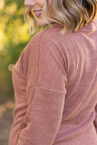 Brittney Button Sweater - Terra Cotta FINAL SALE