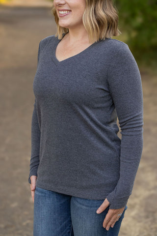 Leah Long Sleeve Top - Charcoal