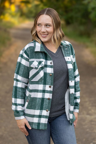 Norah Plaid Shacket - Classic Green and Grey Mix