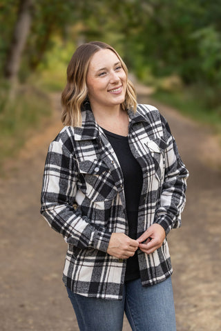 Norah Plaid Shacket - White and Black