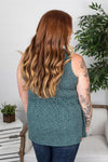 Michelle Mae Ruffle Tank - Dusty Teal Dash