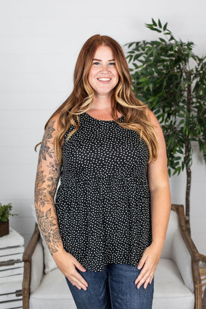 Michelle Mae Ruffle Tank - Black Dash
