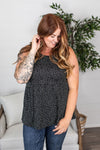 Michelle Mae Ruffle Tank - Black Dash