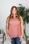 Michelle Mae Ruffle Tank - Rose Dash