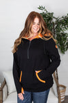 Michelle Mae Avery Accent HalfZip Hoodie - Black and Orange